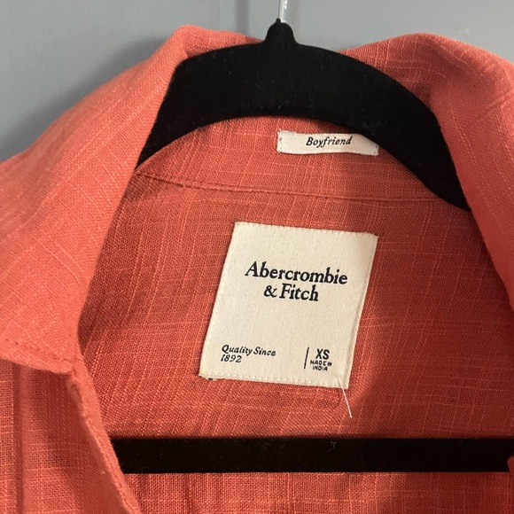 Abercrombie Rust Button Up Linen - esque Top Shirt - Picture 3 of 4